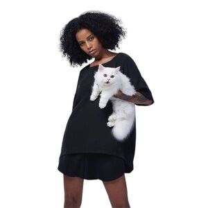 Tee And Shorts Black Pajama Set Pet‎ Hair Repellent Cooling Moisture Wicking